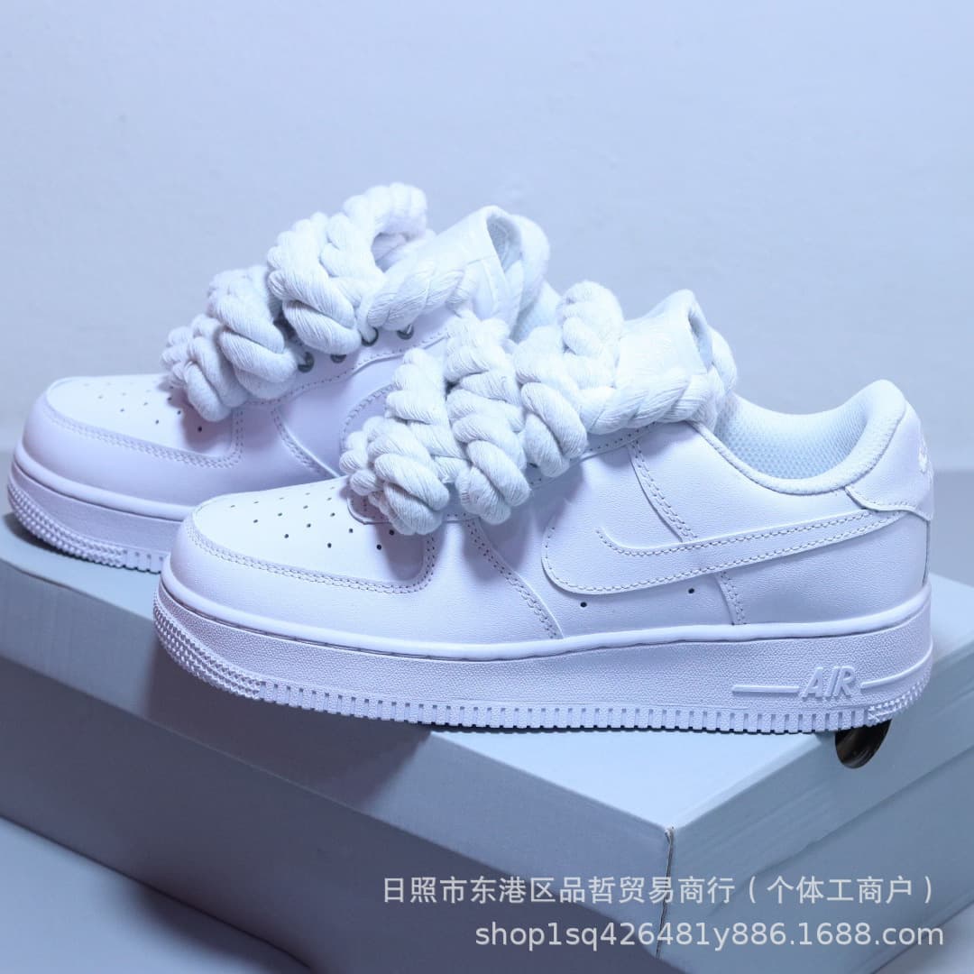 Baskets en corde transfrontalières à lacets épais pour femmes, style Air Force One édition limitée, décontractées pour hommes