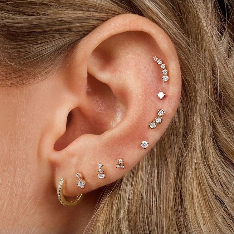Unisex geometric piercing ear bone studs for women single titanium steel round ball screw twist ball ear studs earrings