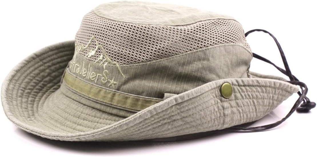 Cotton Sun Men's Summer UV Protection Fishing Trekking Foldable Safari With Chin Strap Outdoor Bush Hiking Bucket Hat