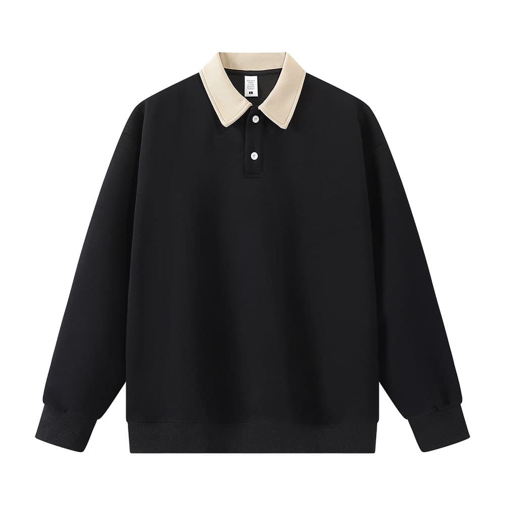 Autumn And Winter New Men's Long Sleeved Polo Shirt Loose Lapel Pullover Drop Shoulder Sweatshirt Fashionable Casual Sports Top