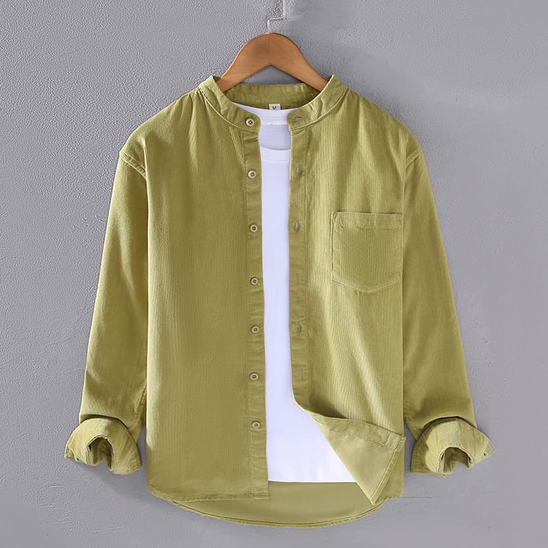 Spring Japanese Fresh Corduroy Shirt Men's Trendy Retro Striped Velvet Small Coat Korean Casual Long Sleeved Shirt