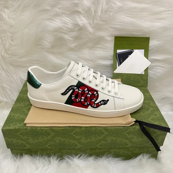 Baskets en cuir de qualité supérieure pour hommes et femmes, chaussures de course à rayures brodées Ace Bee