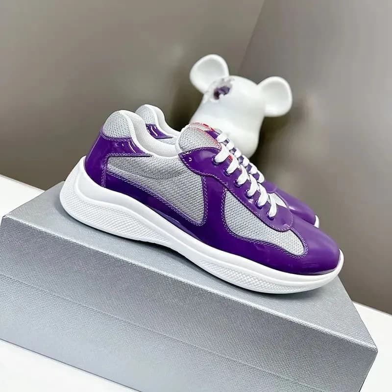 Chaussures de course polyvalentes à tête ronde pour domicile de l'Americas Cup, semelle plate véritable, cuir laqué de haute qualité