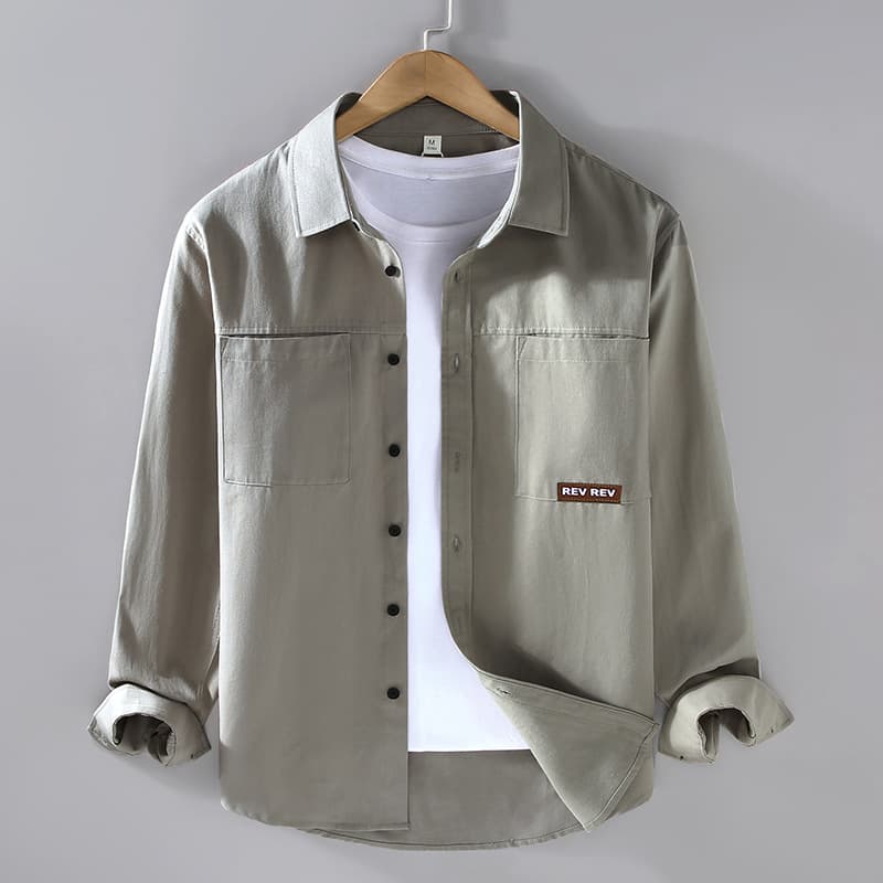 2024 New Product Workwear Shirt Coat Men's Loose All Cotton Leisure Spring Fashion Brand Japanese Retro Pure Cotton Shirt