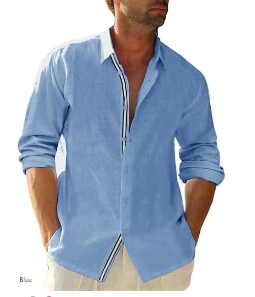 Man's Clothing Men's Loose Colored Shirt Linen Lapel Long Sleeve Casual Shirt For Men