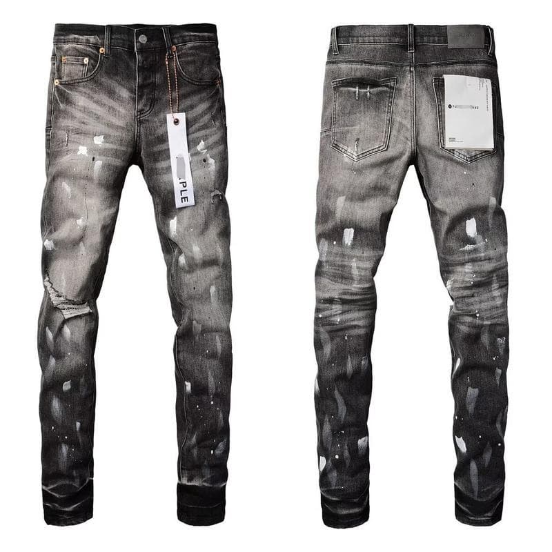 Jeans droits brodés et écussons pour hommes - Denim