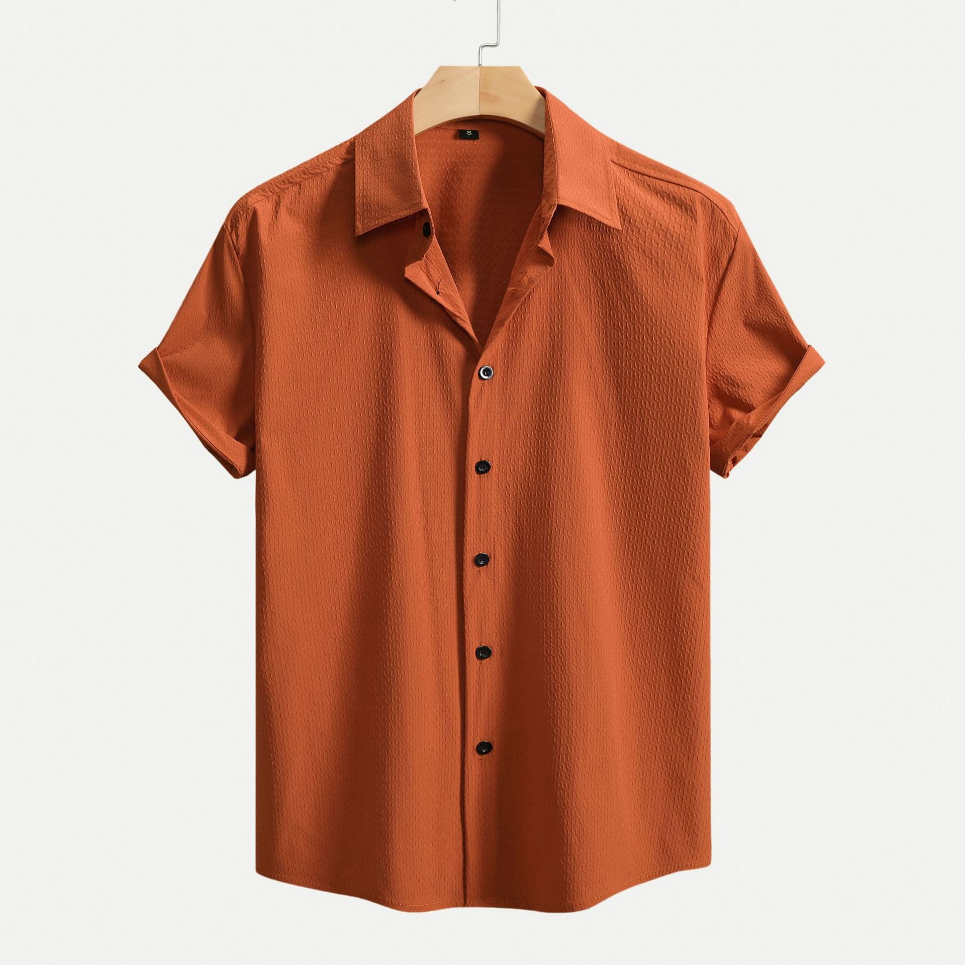 Men's Clothing Spring And Summer New European And American Men's Solid Color Casual Short Sleeve Shirt Cardigan Lapel Fashion Shirt Cross Border Men