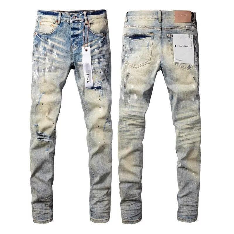 Jeans droits brodés et écussons pour hommes - Denim