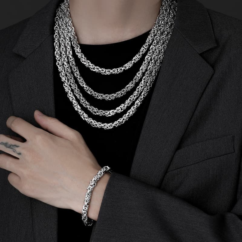Domineering thick handmade keel chain trend titanium steel men and women jewelry accessories braided lantern chain men's necklace