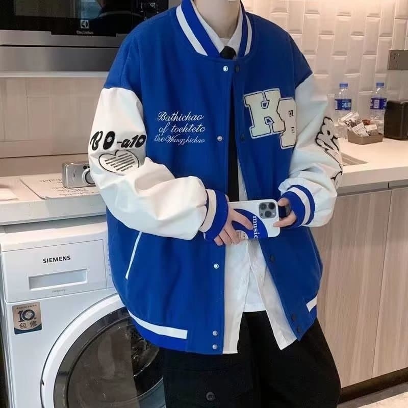 Man's clothing Klein Blue baseball jacket men's vintage Instagram fashion loose-fitting top