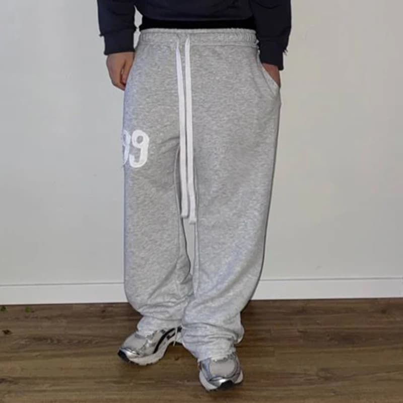 ​​Streetwear Hip Hop Sweatpants – Digital Patchwork Loose Fit Joggers For Men (Black/Grey) – Urban Street Style & Comfort​​