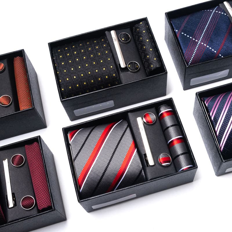 Unisex Tie male groom wedding birthday gift to boys fashion casual tie pocket towel gift box set