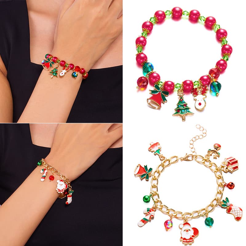 European And American Cross-Border New Santa Claus Cane Bracelet For Women, Versatile Simple Christmas Tree Jewelry