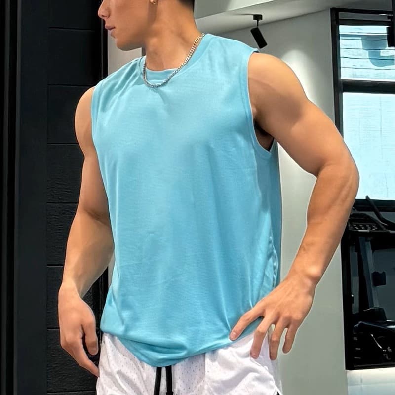 Men's Clothing Fitness Vest Summer Waistcoat Mesh Quick Drying Sports T Shirt Sleeveless Running Basketball Training Suit