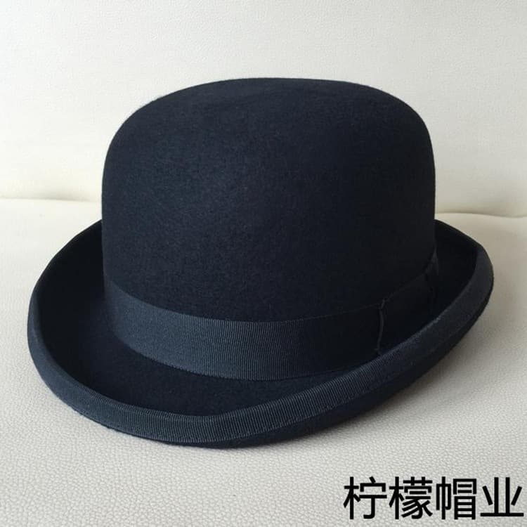 European And American Bowler Round Top Woolen Fedora British Jazz Presidential Hat Unisex Stiff Style