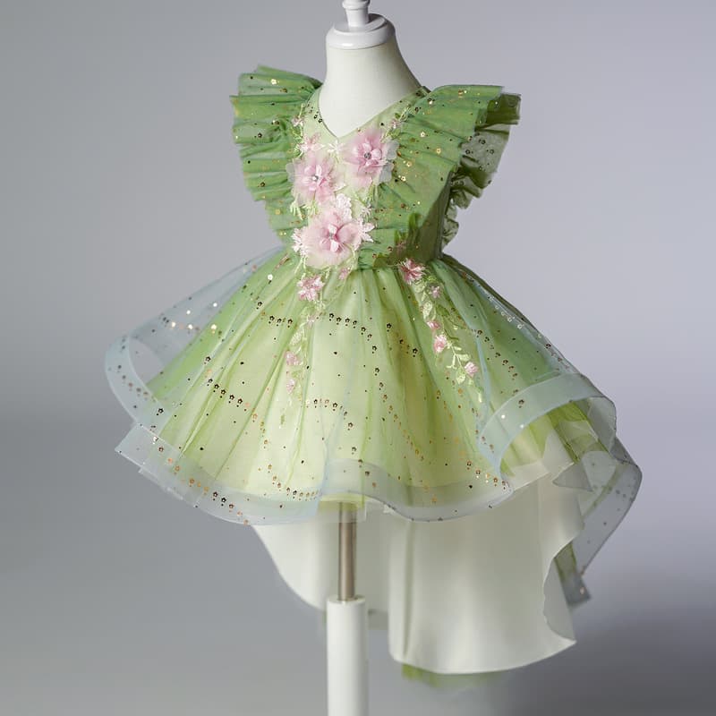 Mother&Kids Children's Princess dress High-end flower children's pompadour dress Girl wedding banquet piano performance dress