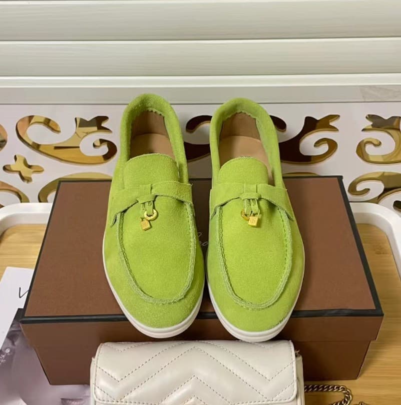 Loro * P Mocassins à pampilles décontractés pour couple, style britannique, un pied, en cuir, semelle souple, chaussures simples, chaussures haric
