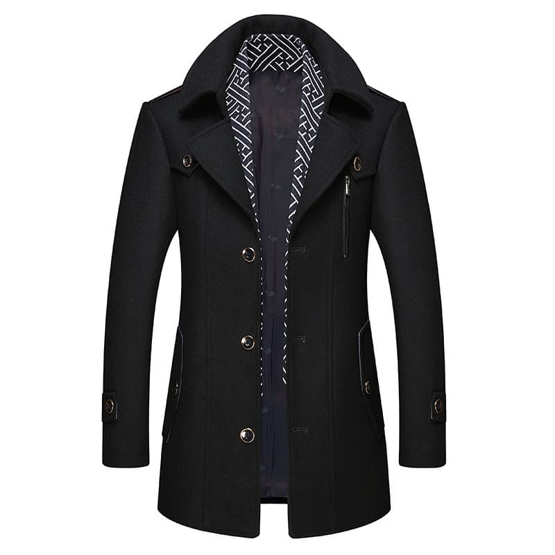 Men's Clothing New spot men's woolen coat autumn and winter men's scarf collar warm woolen windbreaker middle aged coat coat
