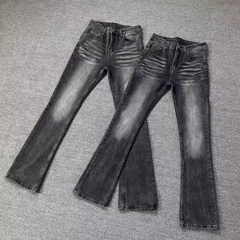 Jeans droits brodés et écussons pour hommes - Denim