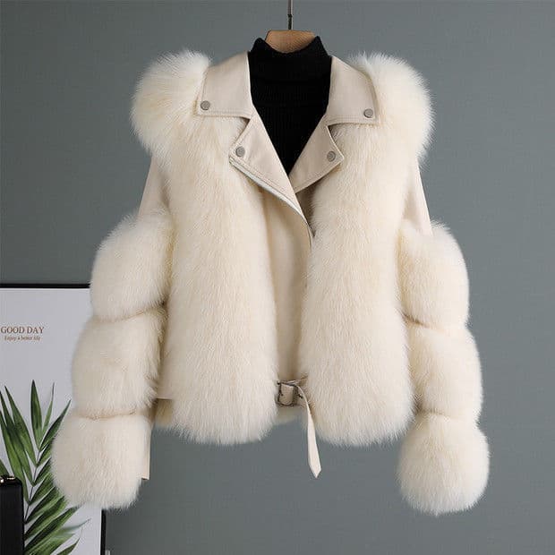 Women's Clothing fox fur motorcycle clothing jacket autumn and winter young style coat
