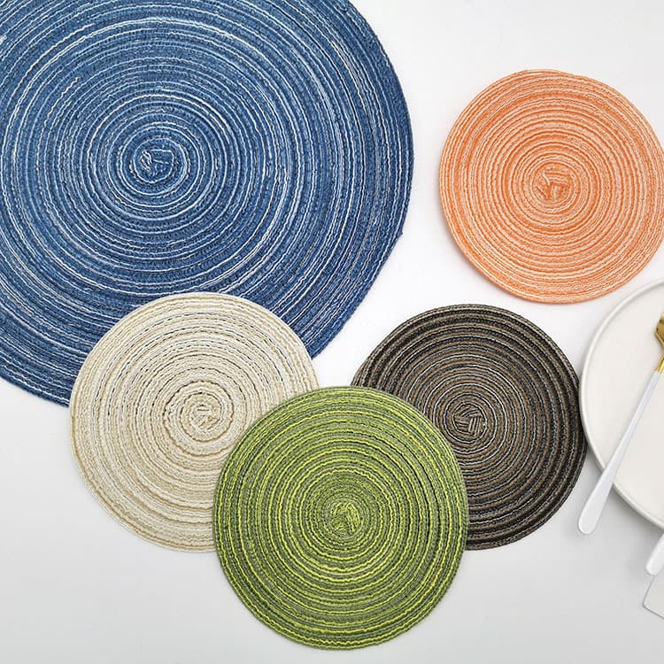 Nordic round placemat cotton yarn western placemat cotton woven placemat non slip insulation mat coaster bowl mat
