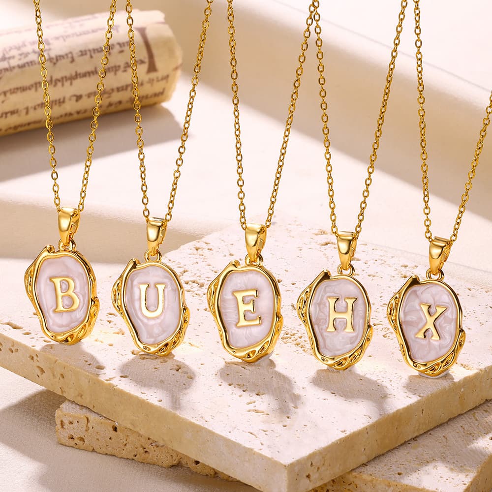 ins style summer 26 English letters oil drop three dimensional necklace gold plated necklace female