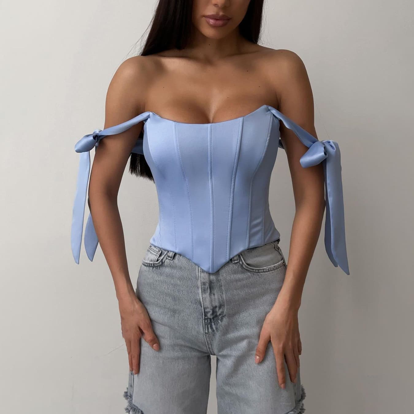Women's Clothing Fishbone Low Cut Top Pure Outer Wear Strap Bra Hem Irregular Summer Hot Girl Outfit