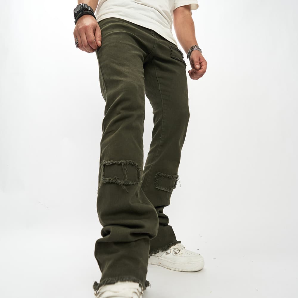 American Slim Fit Jeans With Distressed Edges, Flared High Street Pants, Loose And Trendy Straight Leg Pants