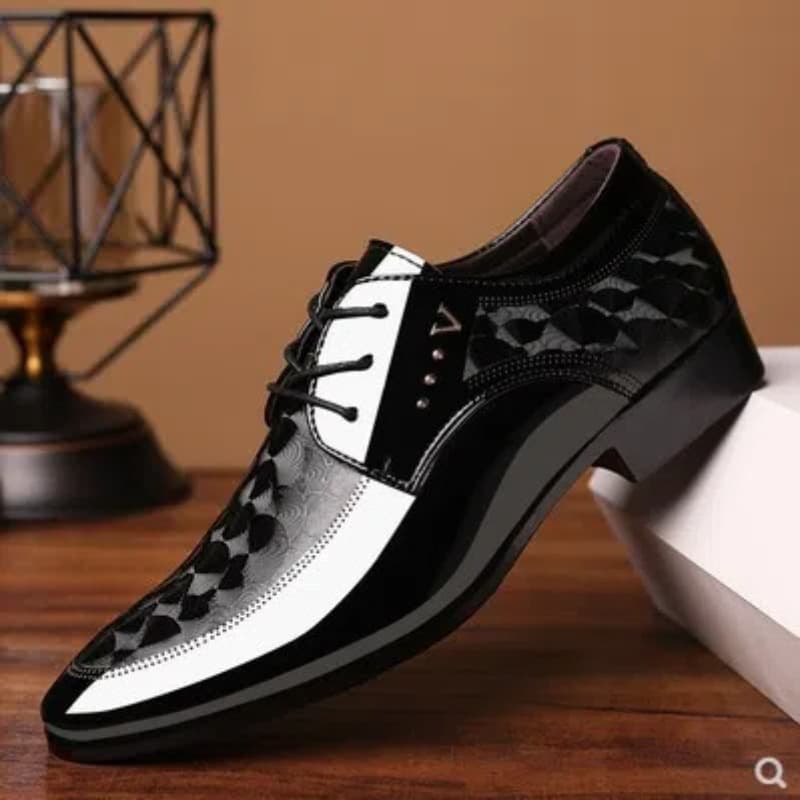 Men's Pointed Shiny Soft Leather Korean Version Business Dress Plus Size Work Commuting Men's Wedding Shoes