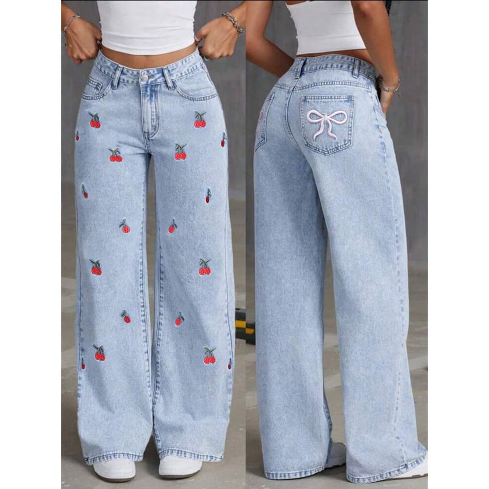 Women's Clothing Summer New Jeans Women's Clothing Hot Selling High Waist Straight Loose Long Pants