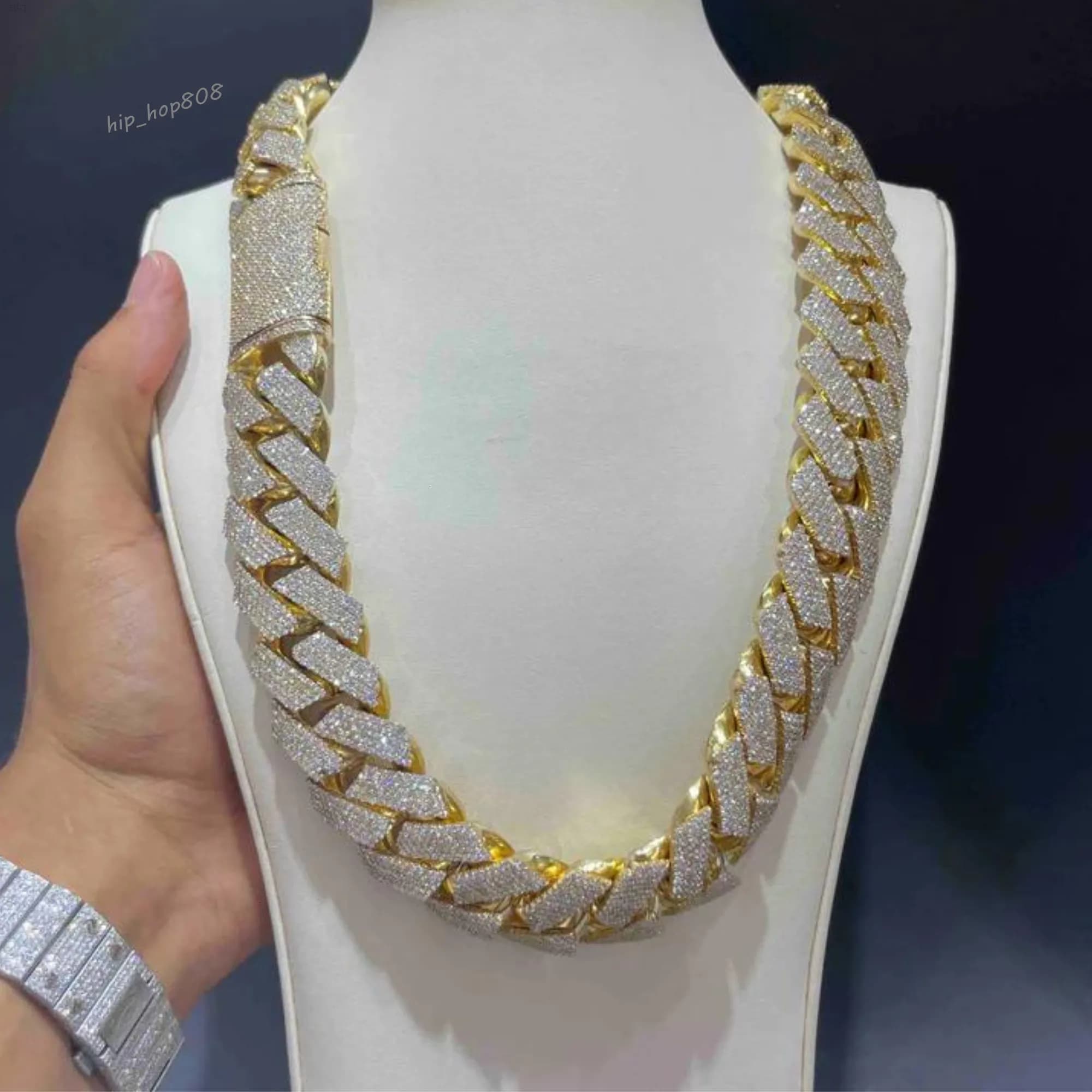 Top Quality Iced Out Cuban Link 20mm Vvs Moissanite Dia Chain Miami Hip Hop 10k Gold / Lab Grown Dias