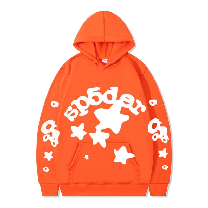 Sweat à capuche unisexe SP5DER imprimé toile d'araignée, marque tendance européenne et américaine, grandes tailles, coupe ample.