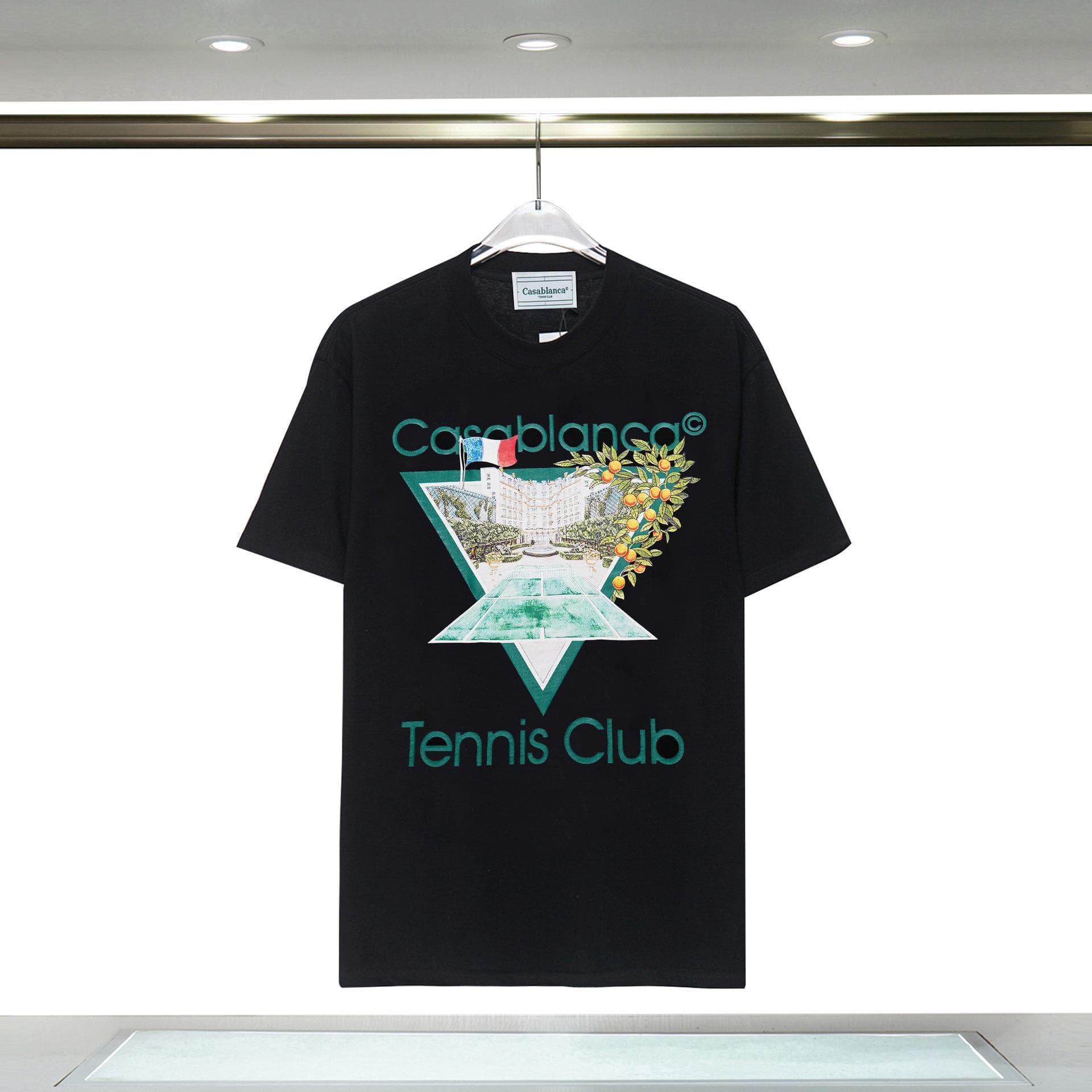 Vêtements pour hommes 24 nouveaux styles Illusion Gate Letter Printing T-shirt à manches courtes à col rond personnalisé