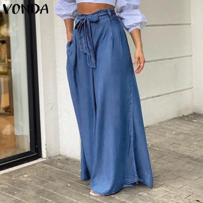 Women's Elegant Lace-up High Waist Skirt Casual Large Size Denim Skirt