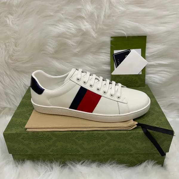 Baskets en cuir de qualité supérieure pour hommes et femmes, chaussures de course à rayures brodées Ace Bee