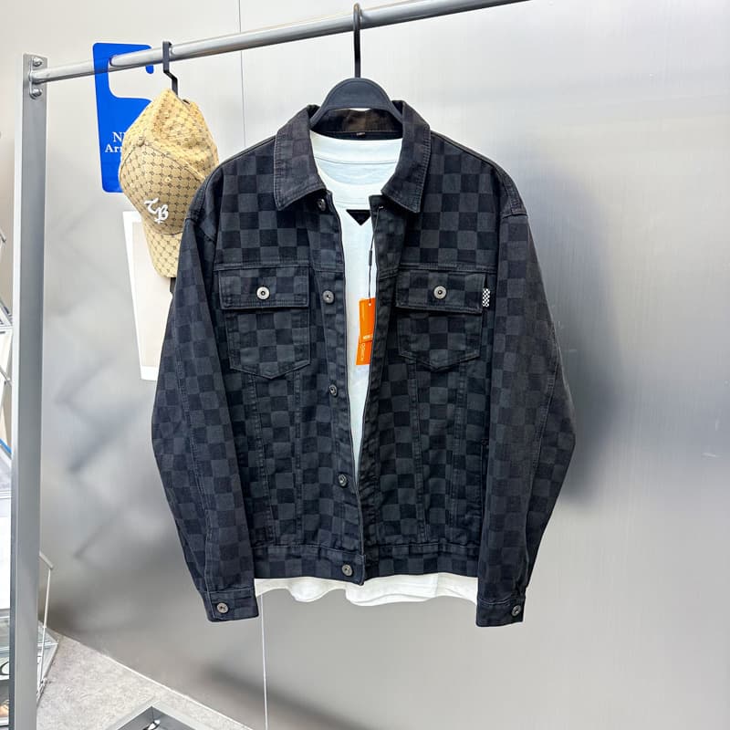 Men's Spring Jacket Digital Plaid Coat Men's Fashion Jacket Trend B2BJE1199