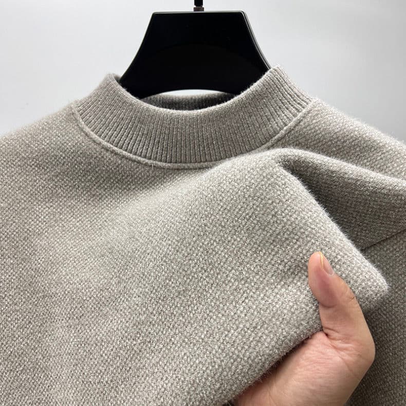 (One Piece Velvet) Plush Thickened Half High Neck For Men's Autumn And Winter Chenille Warm Knit Base Sweater