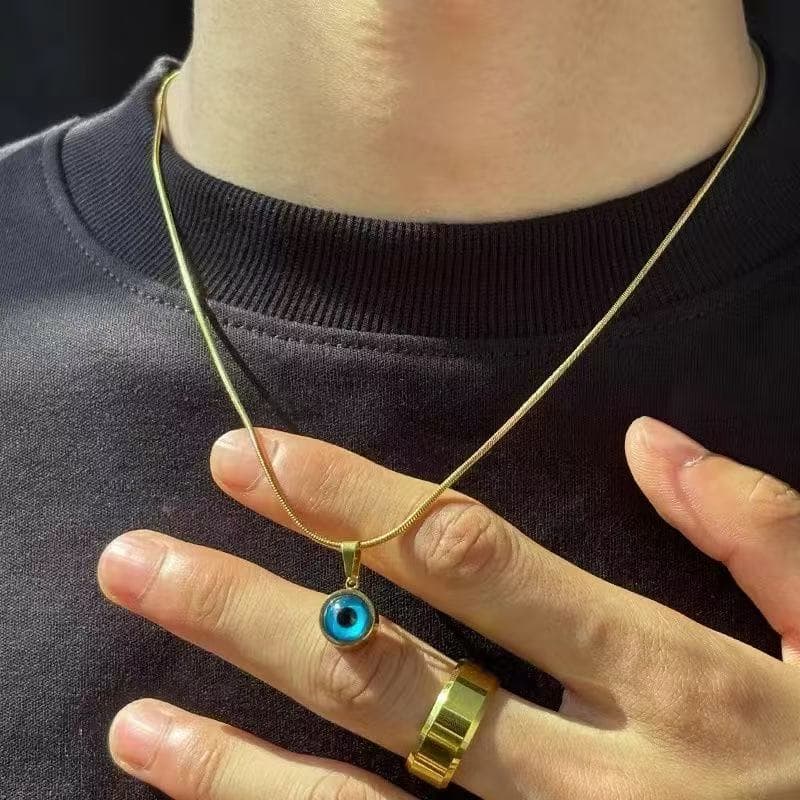 Angel Eyes Titanium Steel Gold Exquisite Collarbone Chain Men's Unique Light Luxury Necklace Niche Original Design