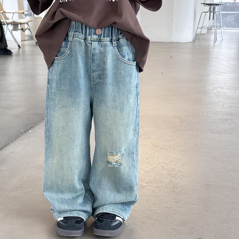 Kids’ Clothing Children's Pants Boys And Girls Autumn Style Ripped Micro Stretch Jeans Baby Handsome Straight Trousers