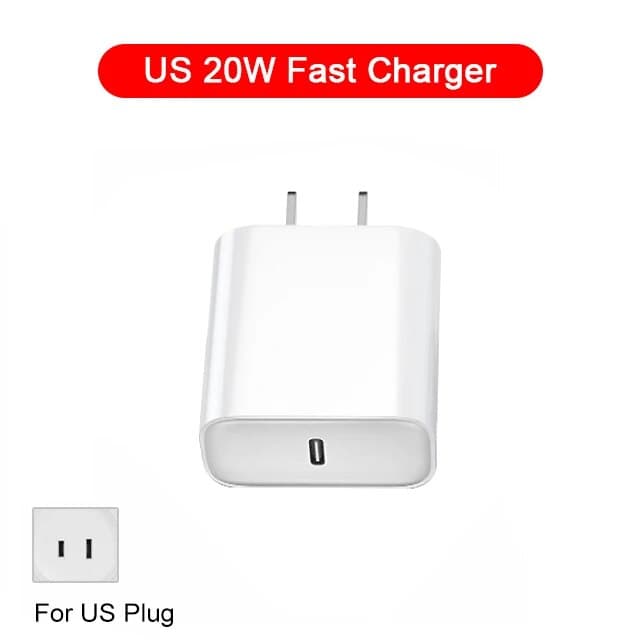 Chargeur de téléphone USB PD 20 W, adaptateur secteur mural rapide pour iPhone, iPad, Samsung, OnePlus, câble Type-C, prise UE/US