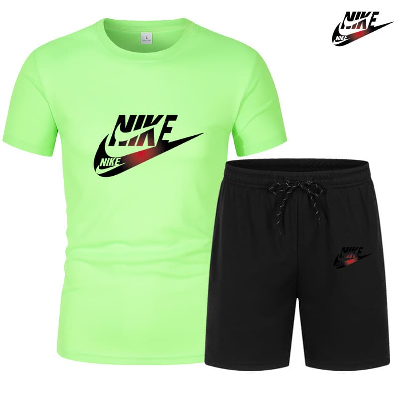 Ensemble de sport décontracté d'été pour hommes, T-shirt à manches courtes + short, deux pièces, élastique et respirant, ensemble d'entraînem