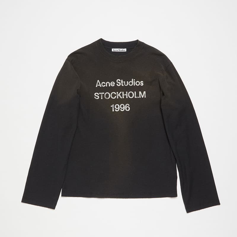 AC 1996 Trendy Brand Hot Stamping Letter Print Washed Vintage Light Luxury Unisex Loose Fit Pur Coton Manches Longues