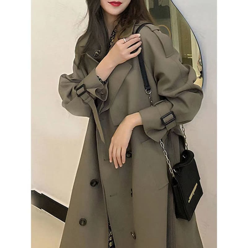This Year's Trendy Trench New Autumn Collection Draped Mid-Length Coat For Women Over-The-Knee Elegant Goddess