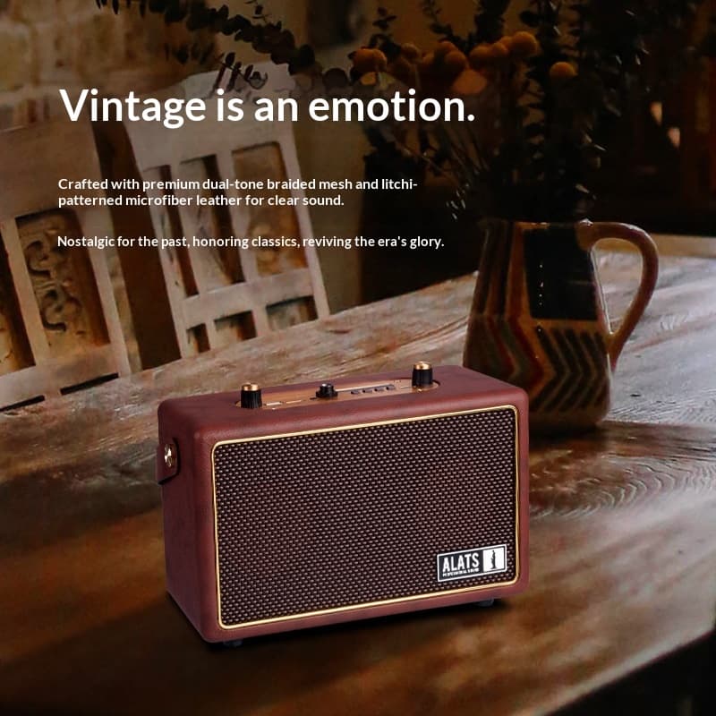 ALATS Portable Small Retro Wooden Bluetooth Wireless Speaker Sound Quality High Power Card Insertable USB Flash Drive