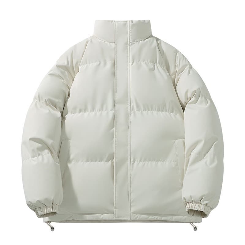 ​​Unisex Streetwear Puffer Jacket – Oversized Winter Coat – Stand Collar – Solid Colors (Black/Beige/Grey/Brown/Pink) – Couple Matching (S-XXXL)​​