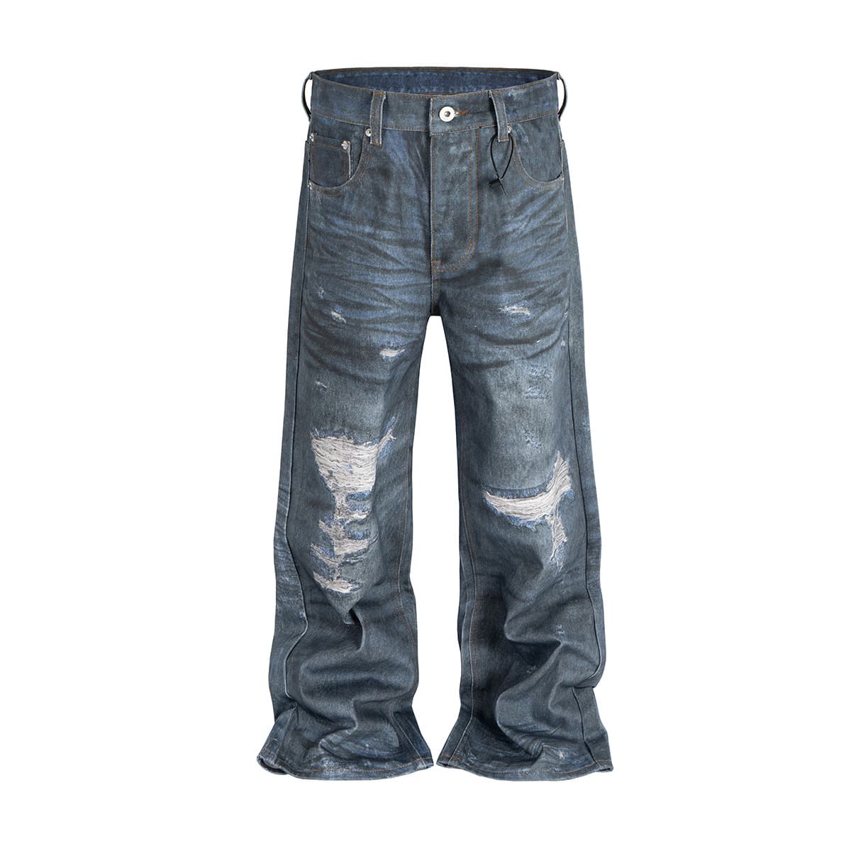 Men's Clothing Fashion Brand New Retro 3D Printed Washed Jeans Straight Personality Baggy Trousers