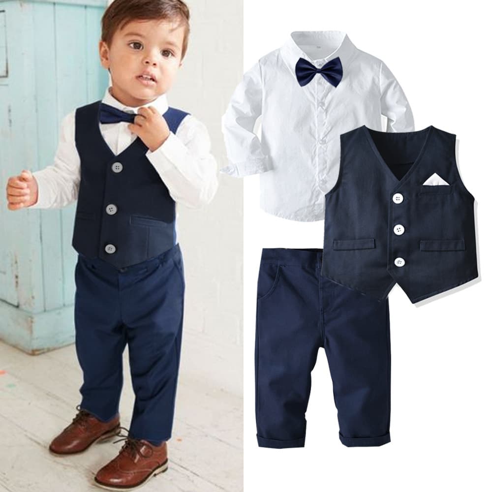Baby clothes Boys' dress Children's suit Long sleeve shirt vest trousers Gentleman flower children banquet host dress