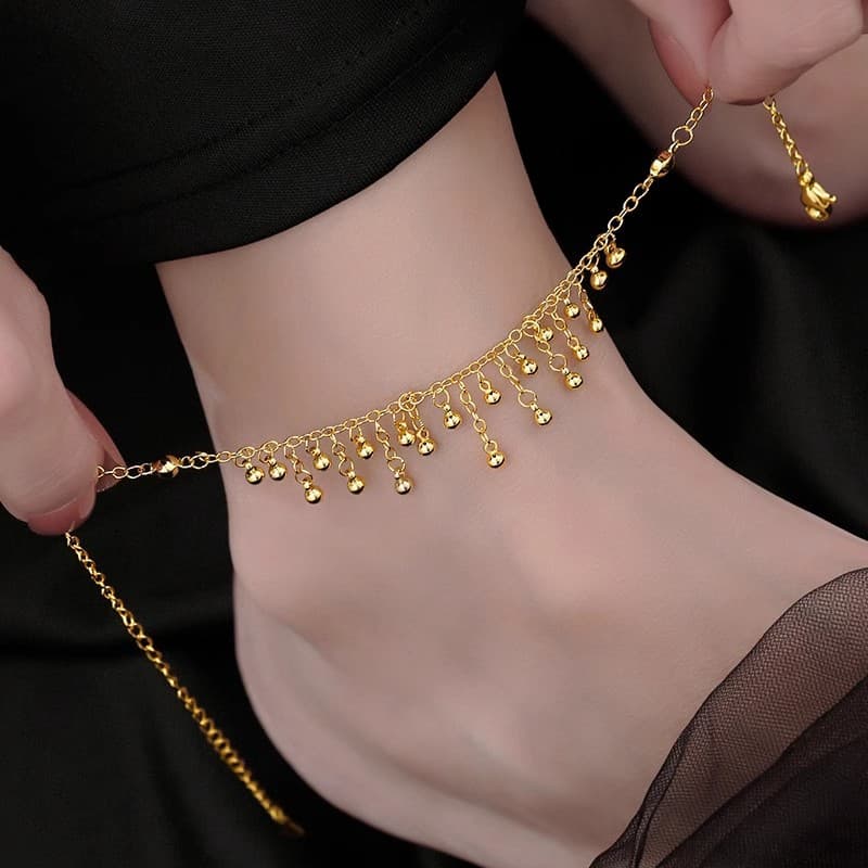 Beaded Tassel Light Luxury Niche Exquisite High-end Titanium Steel Anklet Foot Chain For Women 2025 New Trend