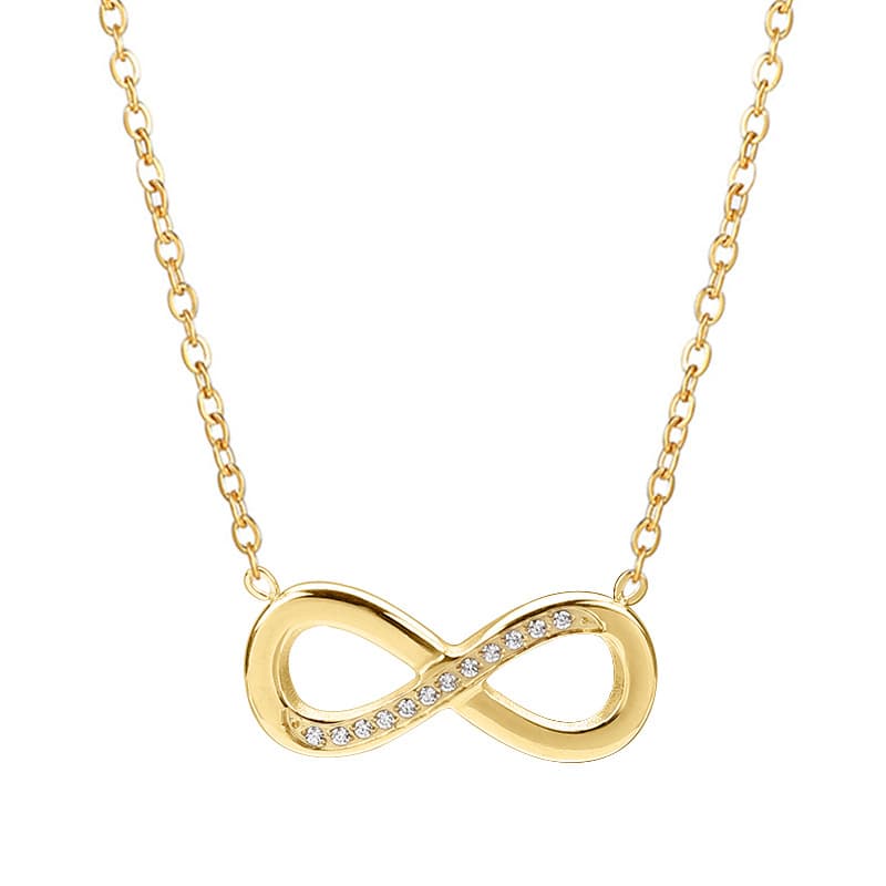Diamond studded titanium steel 8 shaped necklace female jewelry gold plated stone jewelry non fading pendant stainless steel necklace