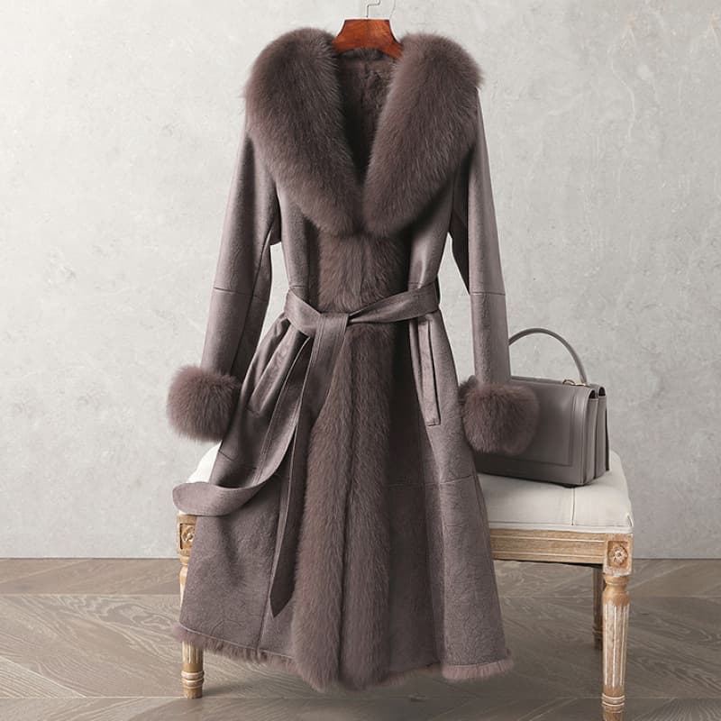 Women's Clothing Luxury Faux Fur Coat Long Elegant Jacket Soft Rabbit Hair Imitation Slim Fit Winter Coat For Ladies (Black, Dusty Rose)